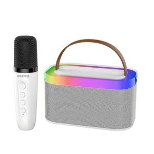 Microfon Karaoke pentru Copii si Adulti SMART ENZIRO™, Difuzor Separat cu Lumini LED, Conexiune Bluetooth, Wireless, Alb