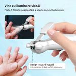 Jucarii, Copii si Bebe - Igiena si ingrijire - Accesorii ingrijire copii - Alte accesorii - Pila de Unghii Profesionala pentru Bebelusi ENZIRO™, Electrica, cu Unghiera, 6 Capete Incluse, Lumina LED, USB, Alba - Infinity.ro