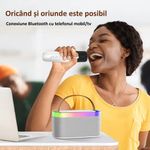 TV, Audio-Video si Foto - Audio profesionale - Microfoane profesionale - Microfon Karaoke pentru Copii si Adulti SMART ENZIRO™, Difuzor Separat cu Lumini LED, Conexiune Bluetooth, Wireless, Alb - Infinity.ro