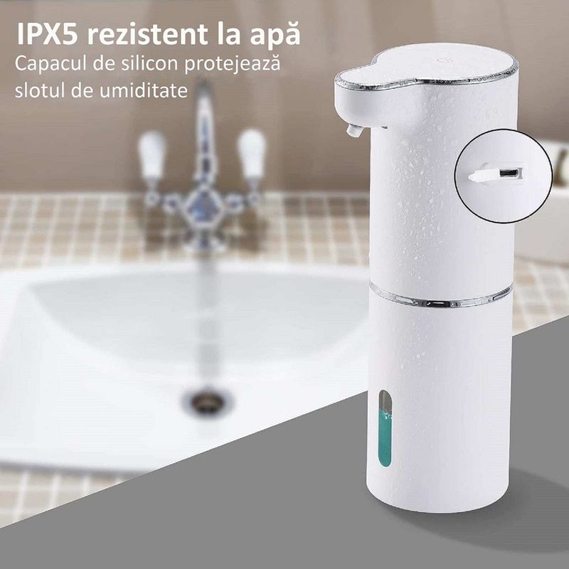 Casa si Gradina - Sanitare - Suporturi si accesorii baie - Dispensere - Dozator Profesional Sapun Lichid cu Spuma ENZIRO™, 3 Moduri, Senzor de Miscare, Rezistent la Apa, USB, Suport, 300 ml - Infinity.ro