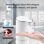 Casa si Gradina - Sanitare - Suporturi si accesorii baie - Dispensere - Dozator Profesional Sapun Lichid cu Spuma ENZIRO™, 3 Moduri, Senzor de Miscare, Rezistent la Apa, USB, Suport, 300 ml - Infinity.ro