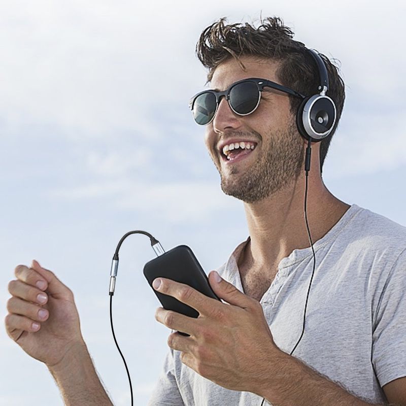 TV, Audio-Video si Foto - Accesorii TV si audio - Cabluri si adaptoare audio - Adaptor Audio Type-C la Jack 10cm - UVerde (30632) - Gri - Infinity.ro