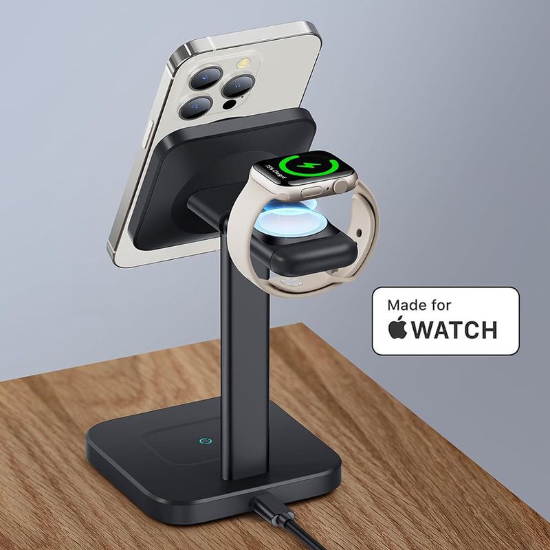 Laptop, Telefoane si Tablete - Telefoane mobile si accesorii - Accesorii Telefoane - Incarcatoare telefoane - Statie de Incarcare MagSafe pentru Apple cu Incarcator pentru Ceas Portabil - ESR HaloLock - Negru - Infinity.ro