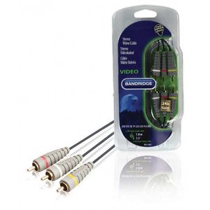 Cablu Stereo Audio/Video 1m 3x RCA - 3x RCA tata-tata rosu alb galben BANDRIDGE