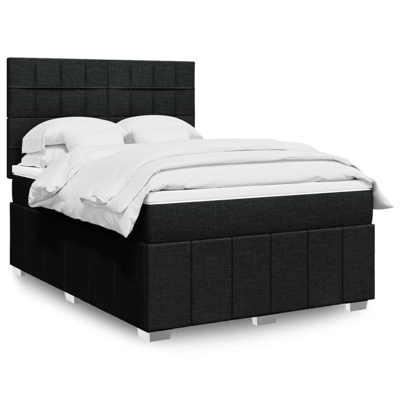 Casa si Gradina - Mobilier - Paturi si accesorii - Paturi - Pat box spring cu saltea, negru, 140x200 cm, textil - Infinity.ro