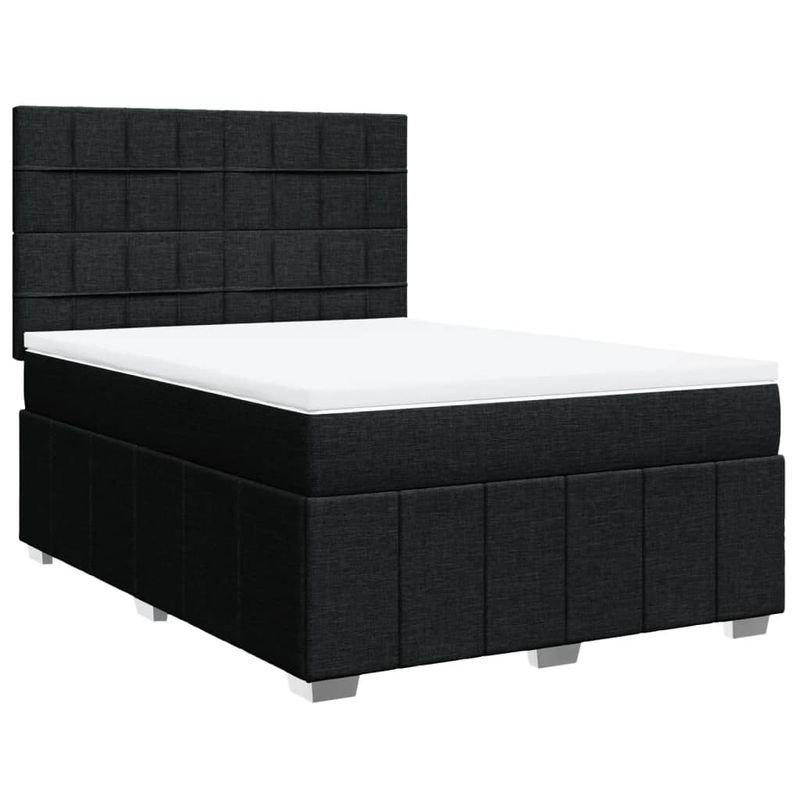 Casa si Gradina - Mobilier - Paturi si accesorii - Paturi - Pat box spring cu saltea, negru, 140x200 cm, textil - Infinity.ro
