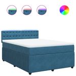 Casa si Gradina - Mobilier - Paturi si accesorii - Paturi - Pat box spring cu saltea, albastru, 140x200 cm, catifea - Infinity.ro