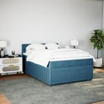 Casa si Gradina - Mobilier - Paturi si accesorii - Paturi - Pat box spring cu saltea, albastru, 140x200 cm, catifea - Infinity.ro