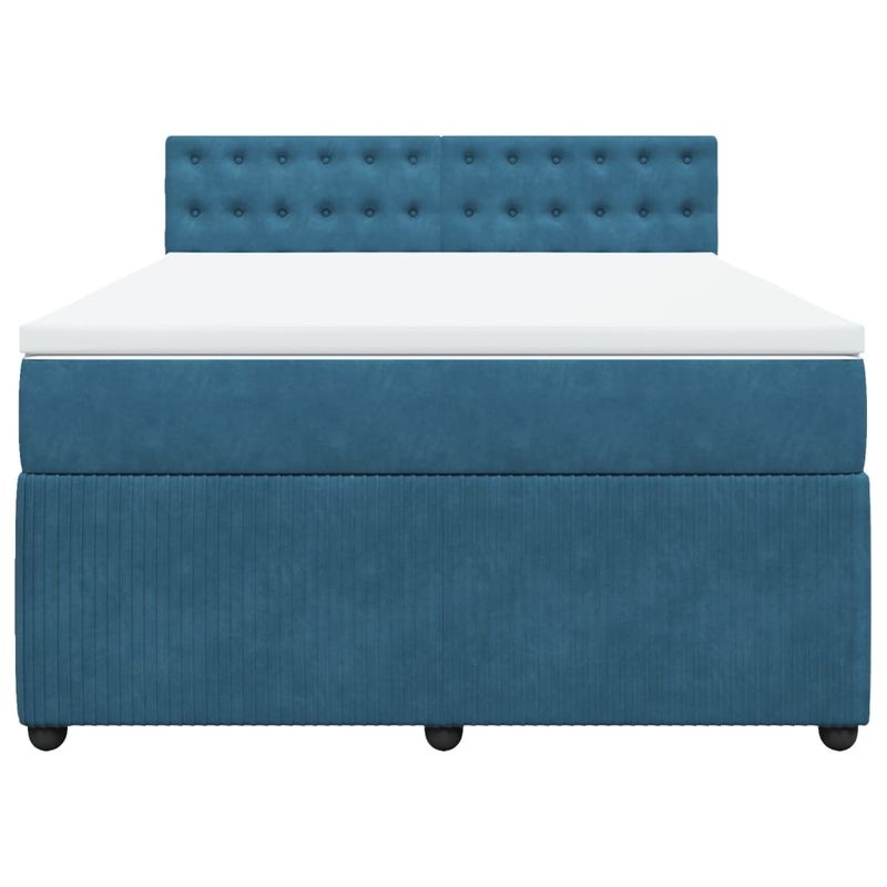 Casa si Gradina - Mobilier - Paturi si accesorii - Paturi - Pat box spring cu saltea, albastru, 140x200 cm, catifea - Infinity.ro