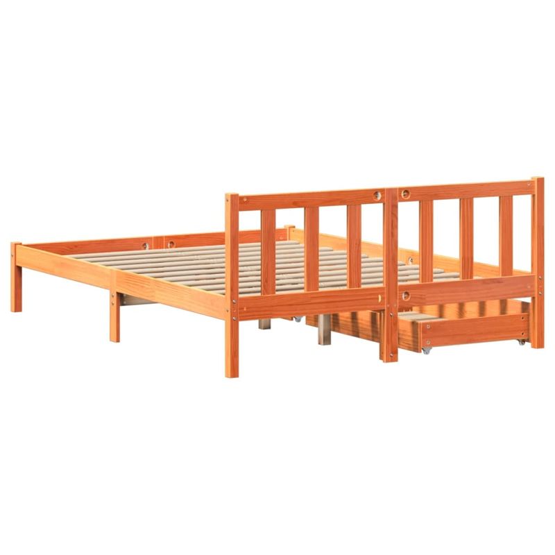Casa si Gradina - Mobilier - Paturi si accesorii - Paturi - Cadru pat fara saltea, maro ceruit, 120x190 cm, lemn masiv pin - Infinity.ro