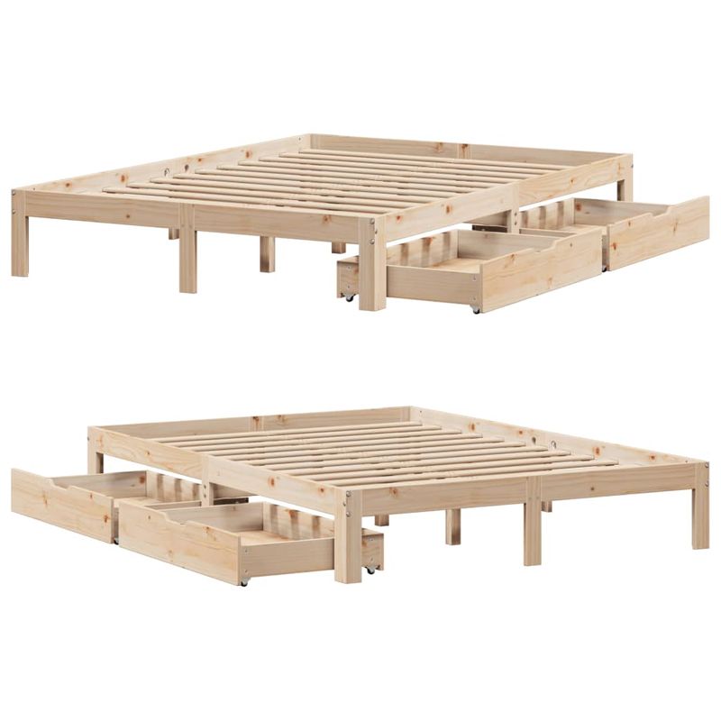 Casa si Gradina - Mobilier - Paturi si accesorii - Paturi - Cadru de pat cu sertare, 140x190 cm, lemn masiv de pin - Infinity.ro