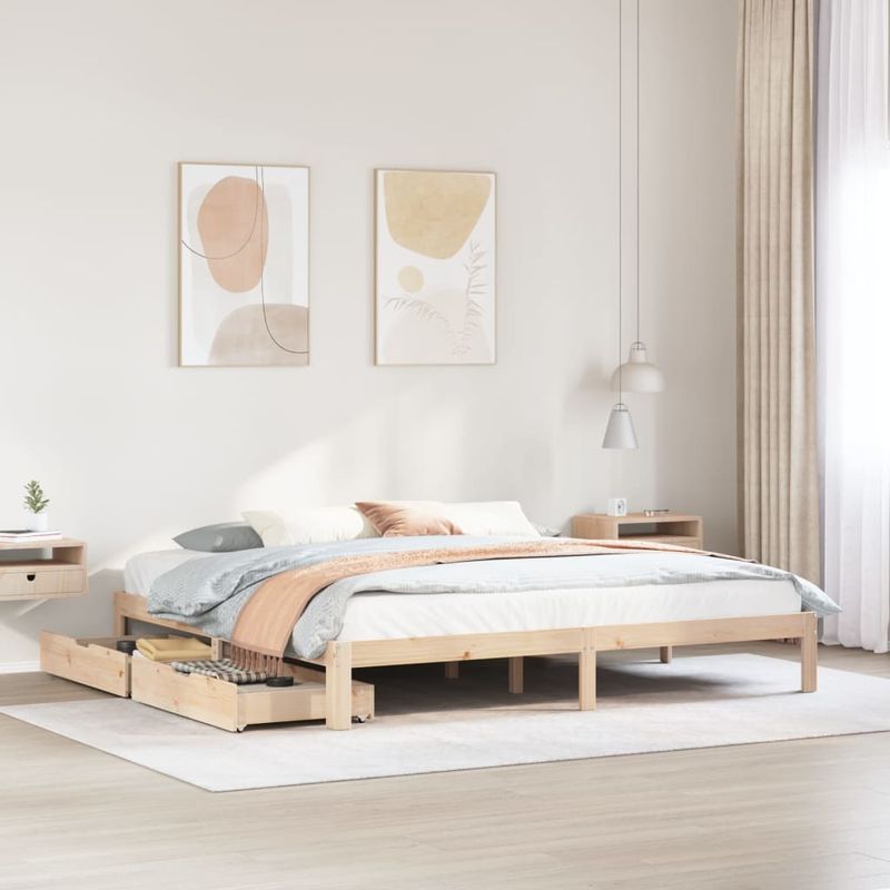 Casa si Gradina - Mobilier - Paturi si accesorii - Paturi - Cadru de pat cu sertare 180x200 cm lemn masiv pin - Infinity.ro