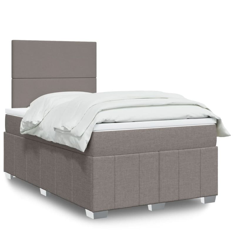 Casa si Gradina - Mobilier - Paturi si accesorii - Paturi - Pat box spring cu saltea, gri taupe, 120x200 cm, textil - Infinity.ro
