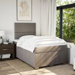 Casa si Gradina - Mobilier - Paturi si accesorii - Paturi - Pat box spring cu saltea, gri taupe, 120x200 cm, textil - Infinity.ro
