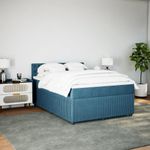 Casa si Gradina - Mobilier - Paturi si accesorii - Paturi - Pat box spring cu saltea, albastru, 140x200 cm, catifea - Infinity.ro