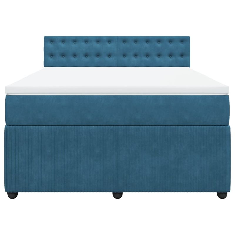 Casa si Gradina - Mobilier - Paturi si accesorii - Paturi - Pat box spring cu saltea, albastru, 140x200 cm, catifea - Infinity.ro