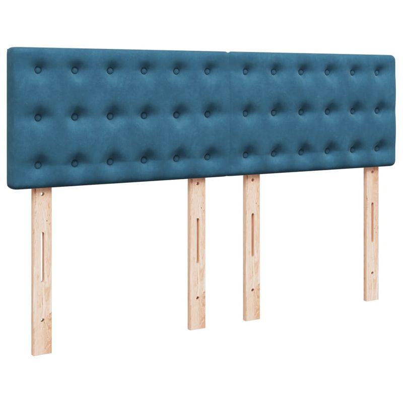 Casa si Gradina - Mobilier - Paturi si accesorii - Paturi - Pat box spring cu saltea, albastru, 140x200 cm, catifea - Infinity.ro