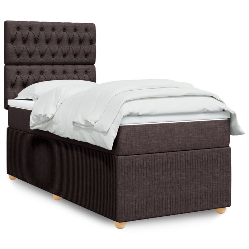 Casa si Gradina - Mobilier - Paturi si accesorii - Paturi - Pat box spring cu saltea, maro inchis, 100x200 cm, textil - Infinity.ro