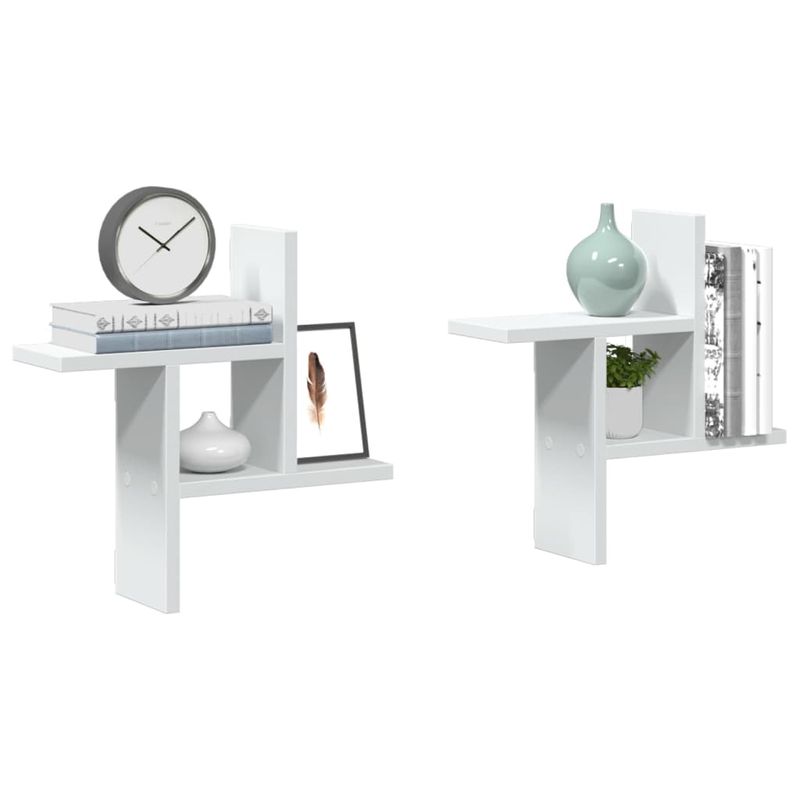 Casa si Gradina - Mobilier - Biblioteci si rafturi - Rafturi - Rafturi de perete, 2 buc., alb, 38x12x38 cm, lemn prelucrat - Infinity.ro