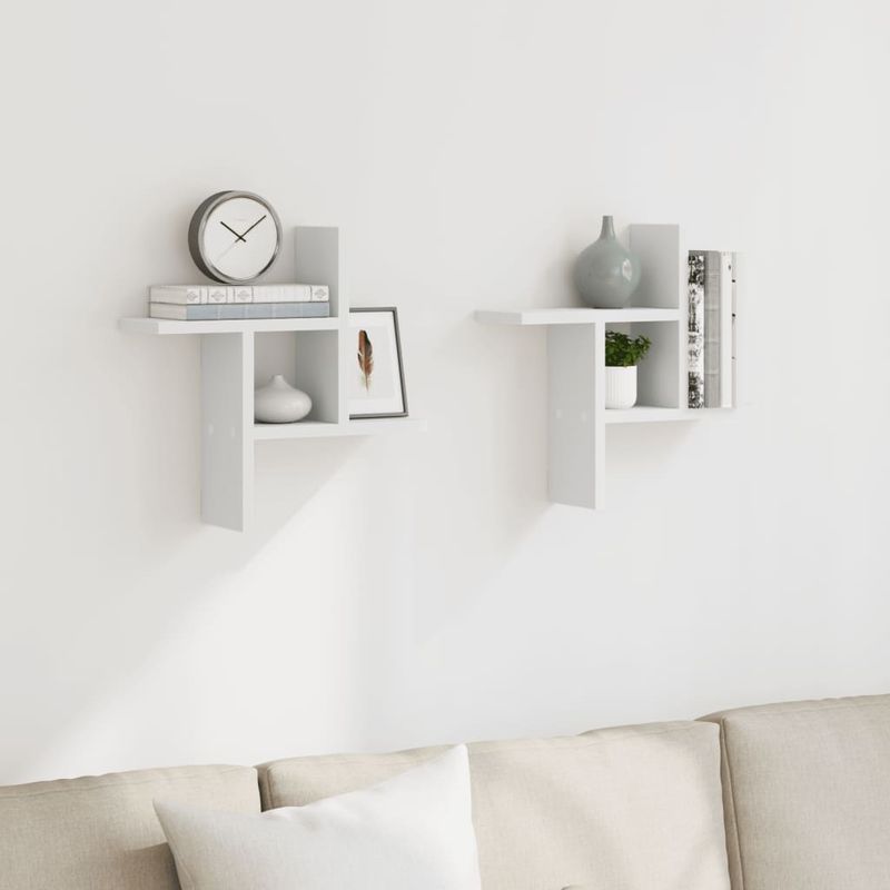 Casa si Gradina - Mobilier - Biblioteci si rafturi - Rafturi - Rafturi de perete, 2 buc., alb, 38x12x38 cm, lemn prelucrat - Infinity.ro