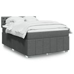 Casa si Gradina - Mobilier - Paturi si accesorii - Paturi - Pat box spring cu saltea, gri inchis, 140x190 cm, textil - Infinity.ro