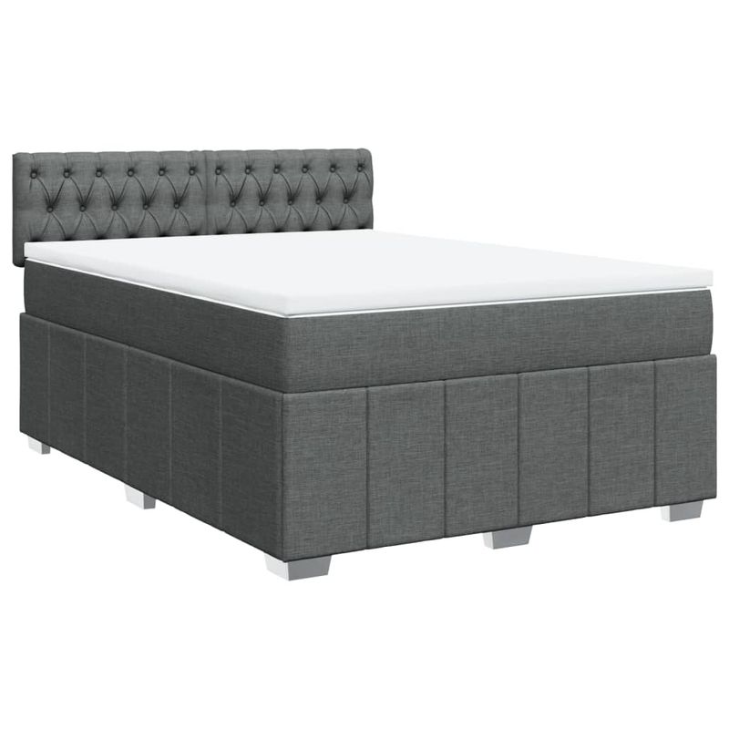Casa si Gradina - Mobilier - Paturi si accesorii - Paturi - Pat box spring cu saltea, gri inchis, 140x190 cm, textil - Infinity.ro