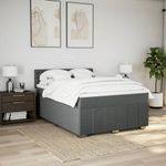 Casa si Gradina - Mobilier - Paturi si accesorii - Paturi - Pat box spring cu saltea, gri inchis, 140x190 cm, textil - Infinity.ro