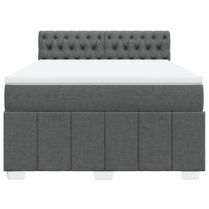 Casa si Gradina - Mobilier - Paturi si accesorii - Paturi - Pat box spring cu saltea, gri inchis, 140x190 cm, textil - Infinity.ro