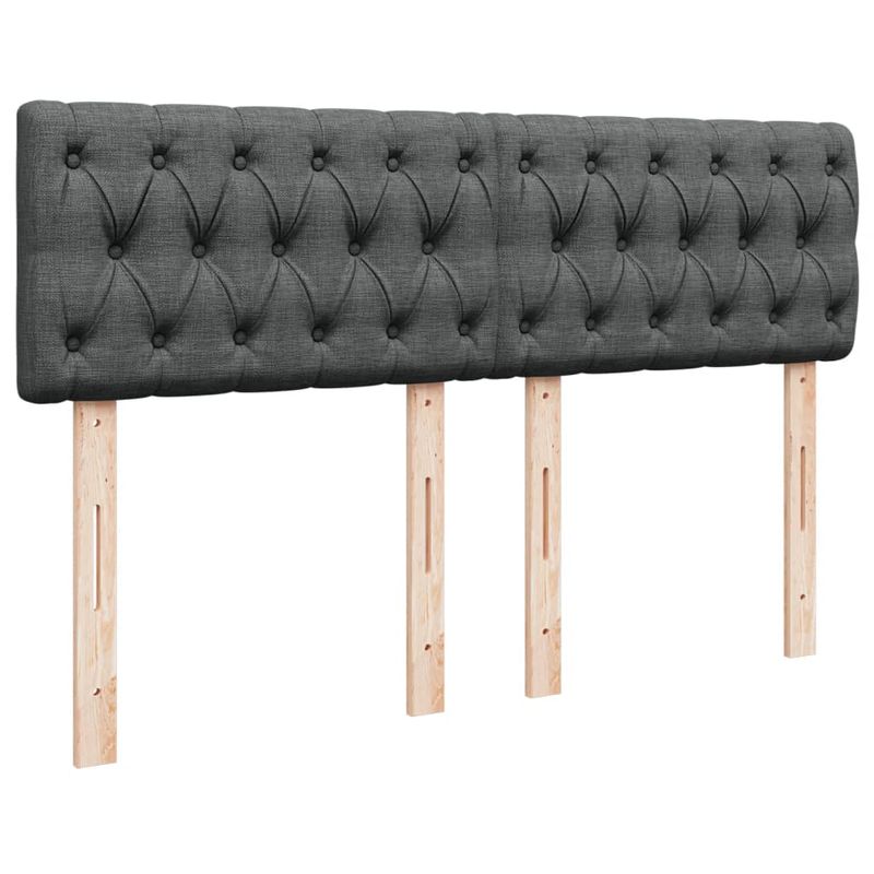 Casa si Gradina - Mobilier - Paturi si accesorii - Paturi - Pat box spring cu saltea, gri inchis, 140x190 cm, textil - Infinity.ro