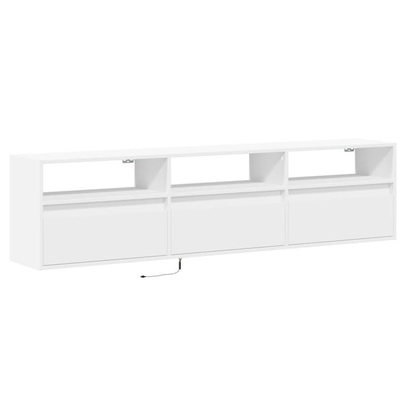 Casa si Gradina - Mobilier - Comode si corpuri - Comode - Comoda TV de perete cu lumini LED, alb, 180x31x45 cm - Infinity.ro