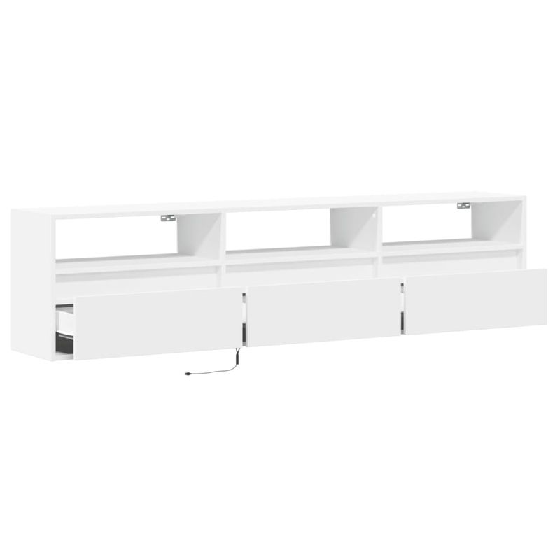 Casa si Gradina - Mobilier - Comode si corpuri - Comode - Comoda TV de perete cu lumini LED, alb, 180x31x45 cm - Infinity.ro