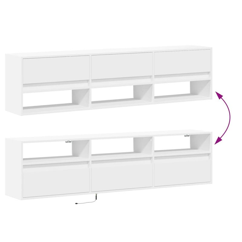 Casa si Gradina - Mobilier - Comode si corpuri - Comode - Comoda TV de perete cu lumini LED, alb, 180x31x45 cm - Infinity.ro