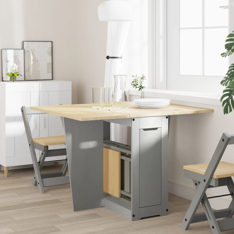 Casa si Gradina - Mobilier - Mese si birouri - Mese bucatarie si dining - Masa tip fluture pliabila „Corona”, gri, lemn masiv pin - Infinity.ro