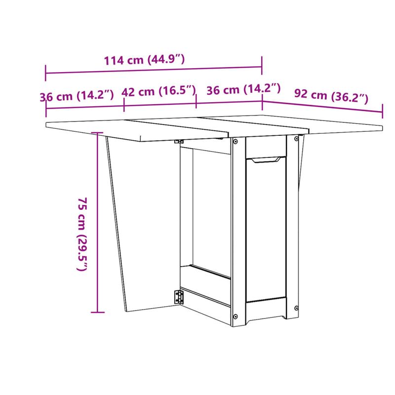Casa si Gradina - Mobilier - Mese si birouri - Mese bucatarie si dining - Masa tip fluture pliabila „Corona”, gri, lemn masiv pin - Infinity.ro