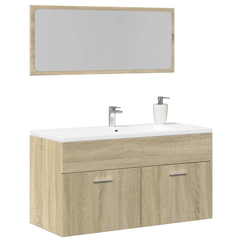 Casa si Gradina - Mobilier - Seturi de mobilier - Seturi baie - Set mobilier de baie, 2 piese, stejar sonoma, lemn prelucrat - Infinity.ro