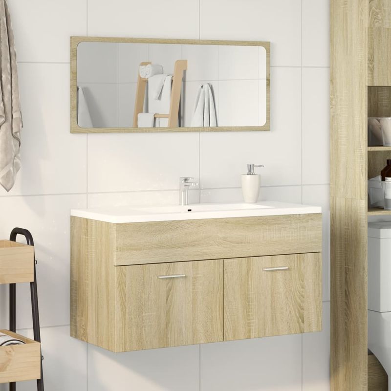 Casa si Gradina - Mobilier - Seturi de mobilier - Seturi baie - Set mobilier de baie, 2 piese, stejar sonoma, lemn prelucrat - Infinity.ro