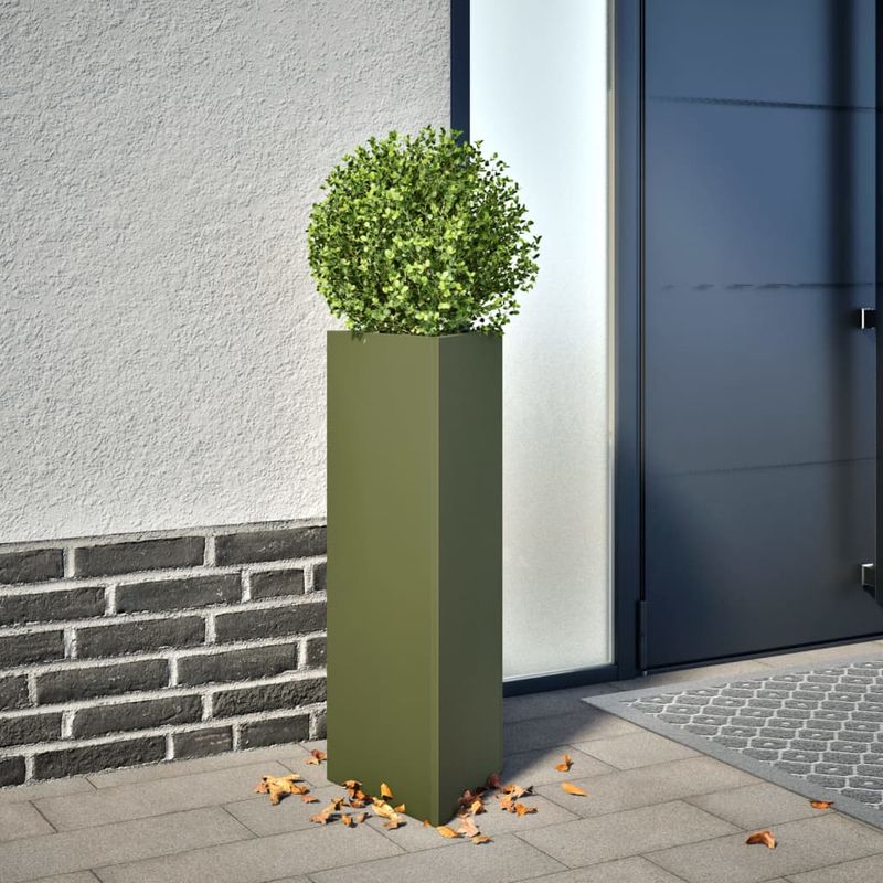 Casa si Gradina - Gradinarit si plante - Plante si ghivece - Ghivece si suporturi - Jardiniere gradina, 2 buc., verde, 30x26x75 cm, otel, triunghi - Infinity.ro