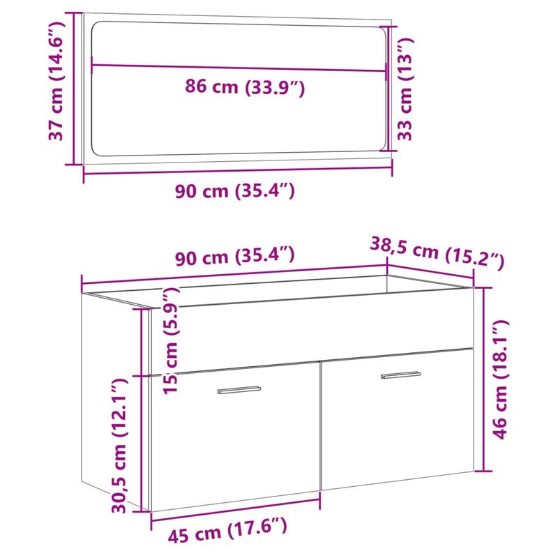 Casa si Gradina - Mobilier - Seturi de mobilier - Seturi baie - Set mobilier de baie, 2 piese, stejar sonoma, lemn prelucrat - Infinity.ro