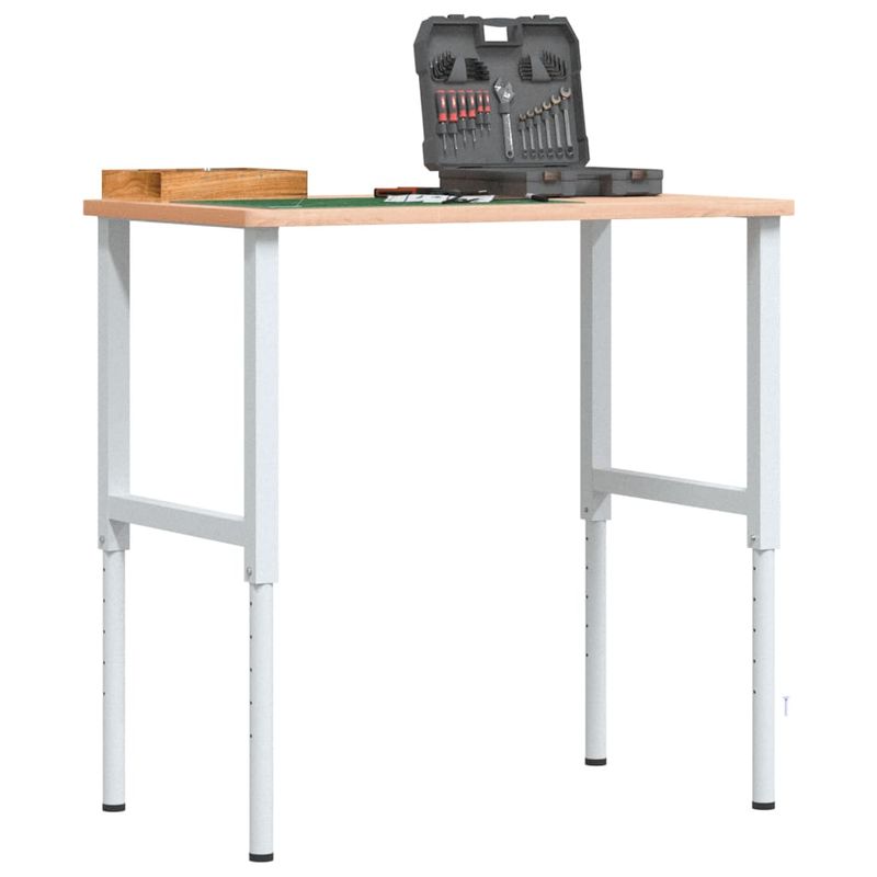 Casa si Gradina - Constructii - Scule de mana si unelte - Mese si bancuri de lucru - Banc lucru 100x60x(71,5-98) cm lemn masiv fag, dreptunghiular, maro și alb - Infinity.ro