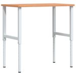 Casa si Gradina - Constructii - Scule de mana si unelte - Mese si bancuri de lucru - Banc lucru 100x60x(71,5-98) cm lemn masiv fag, dreptunghiular, maro închis și alb - Infinity.ro