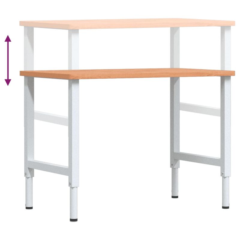 Casa si Gradina - Constructii - Scule de mana si unelte - Mese si bancuri de lucru - Banc lucru 100x60x(71,5-98) cm lemn masiv fag, dreptunghiular, maro închis și alb - Infinity.ro