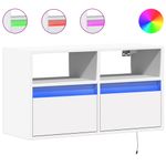 Casa si Gradina - Mobilier - Comode si corpuri - Comode - Comoda TV de perete cu lumini LED, alb, 80x31x45 cm - Infinity.ro