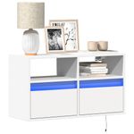 Casa si Gradina - Mobilier - Comode si corpuri - Comode - Comoda TV de perete cu lumini LED, alb, 80x31x45 cm - Infinity.ro