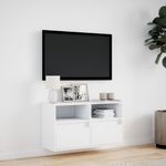 Casa si Gradina - Mobilier - Comode si corpuri - Comode - Comoda TV de perete cu lumini LED, alb, 80x31x45 cm - Infinity.ro