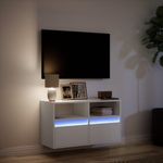 Casa si Gradina - Mobilier - Comode si corpuri - Comode - Comoda TV de perete cu lumini LED, alb, 80x31x45 cm - Infinity.ro