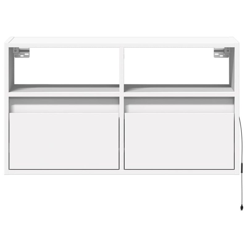 Casa si Gradina - Mobilier - Comode si corpuri - Comode - Comoda TV de perete cu lumini LED, alb, 80x31x45 cm - Infinity.ro
