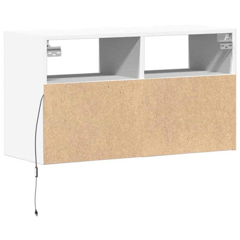 Casa si Gradina - Mobilier - Comode si corpuri - Comode - Comoda TV de perete cu lumini LED, alb, 80x31x45 cm - Infinity.ro