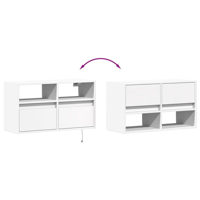 Casa si Gradina - Mobilier - Comode si corpuri - Comode - Comoda TV de perete cu lumini LED, alb, 80x31x45 cm - Infinity.ro