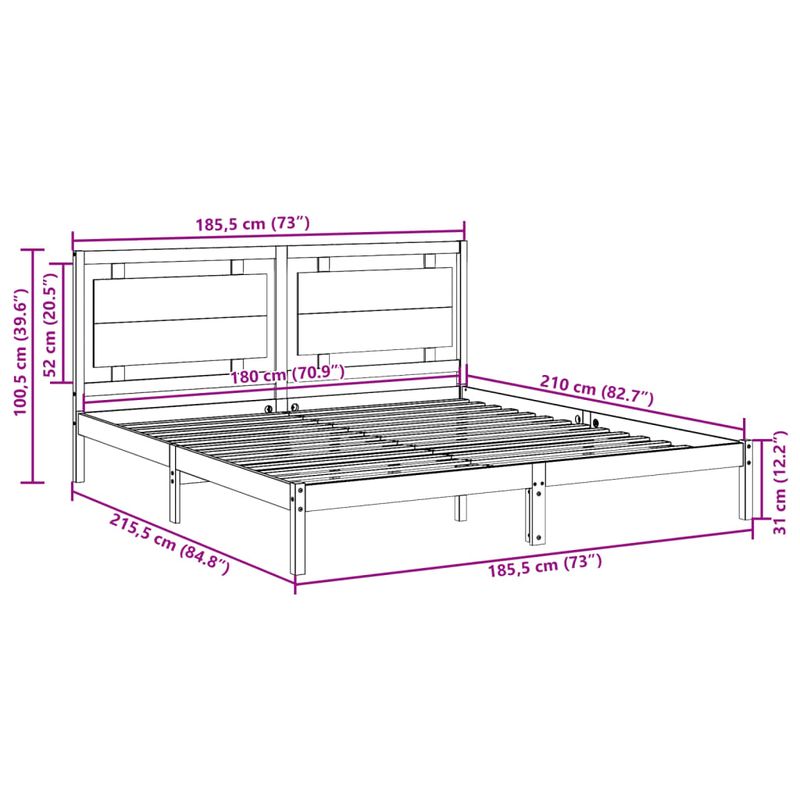 Casa si Gradina - Mobilier - Paturi si accesorii - Paturi - Cadru pat foarte lung fara saltea, 180x210 cm, lemn masiv - Infinity.ro