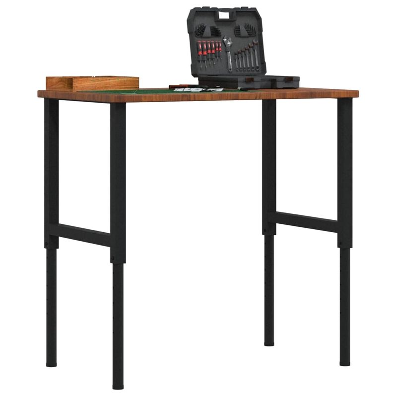 Casa si Gradina - Constructii - Scule de mana si unelte - Mese si bancuri de lucru - Banc lucru maro 100x60x(71,5-98)cm lemn masiv stejar dreptunghi, maro închis și negru - Infinity.ro